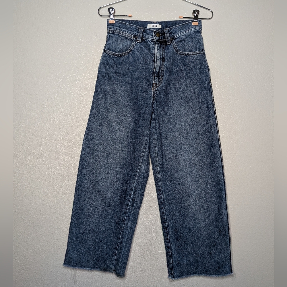 Uniqlo Womens Blue Y2K Denim Baggy Slouchy Wide Leg Jeans 23 23x32 - Picture 7 of 7